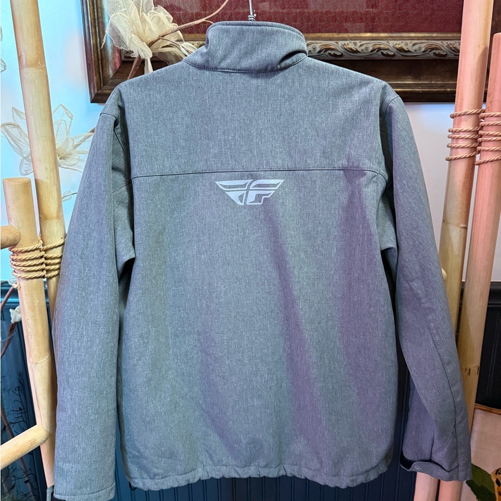 Fly Racing Ops Moto Softshell Jacket Grey Zip Front Performance Sz Small 💚🍄 - Picture 3 of 8